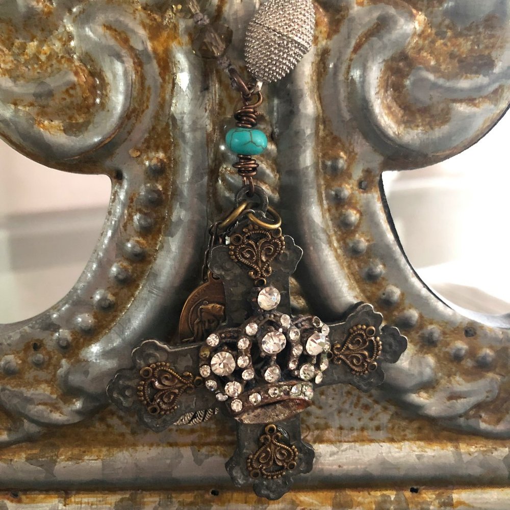 Beautiful long, custom necklace with cross